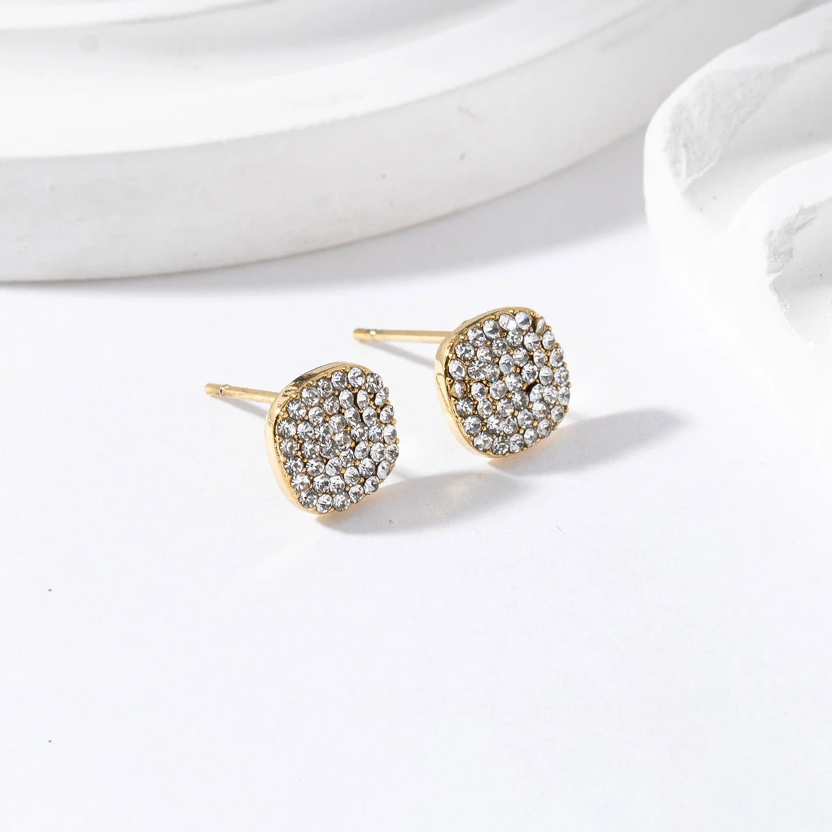 Melanie Strass Oorknopjes – Zilver & Goud
