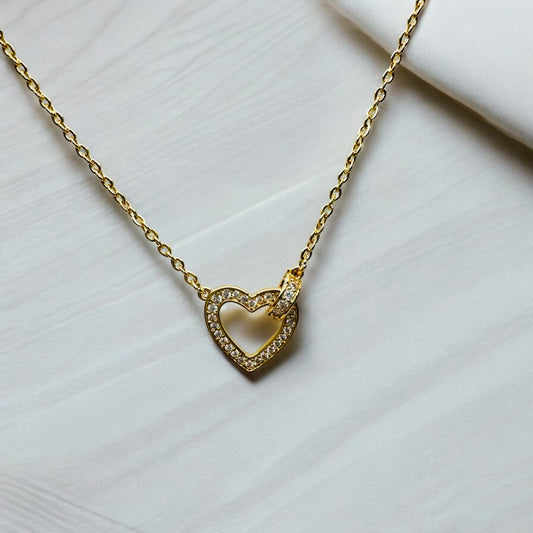 Gouden Hart Ketting met Zirkonia