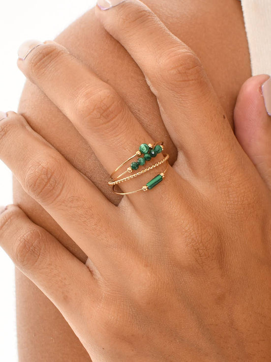 Elegant Gelaagde Ring met Groene Details