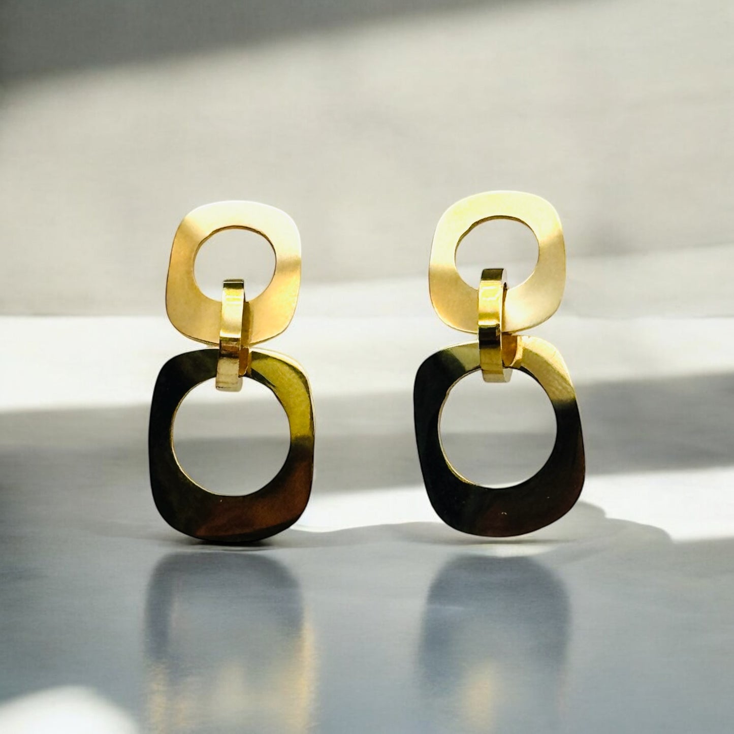 Gold-tone Geometric Earrings with Double Open Squares